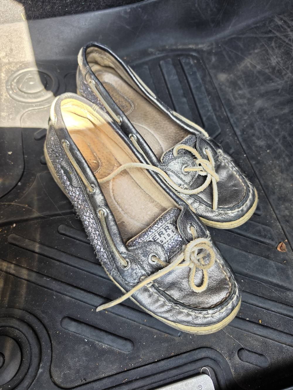 Sperry Metallic Silver Women's Boat Shoes